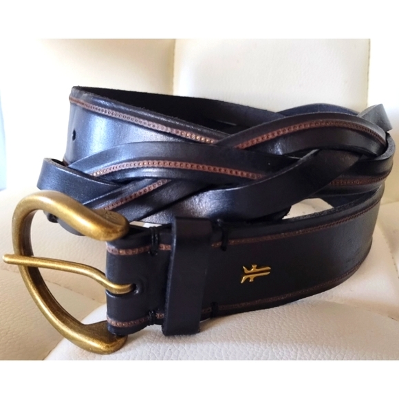 Frye | D-Ring Braided Genuine Leather Buckle Belt in Black - Picture 8 of 16